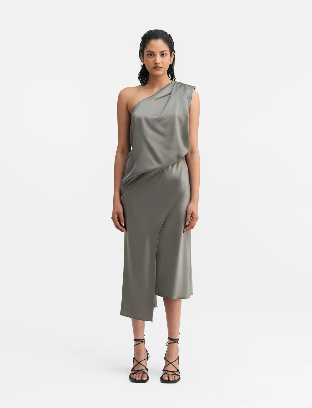 Ahlvar Gallery - Saya satin skirt - satinnederdele - light military - 3