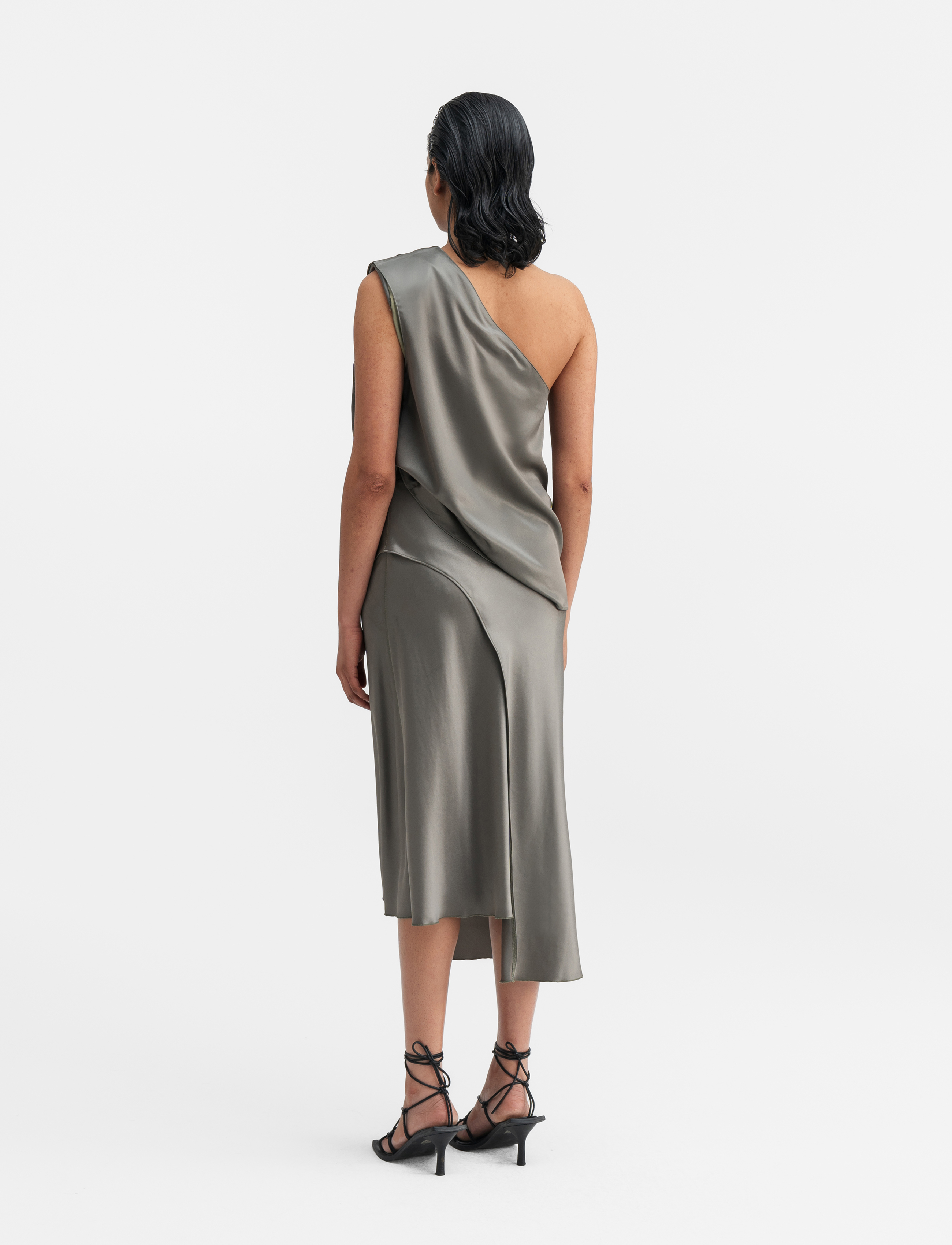Ahlvar Gallery - Saya satin skirt - satinröcke - light military - 4
