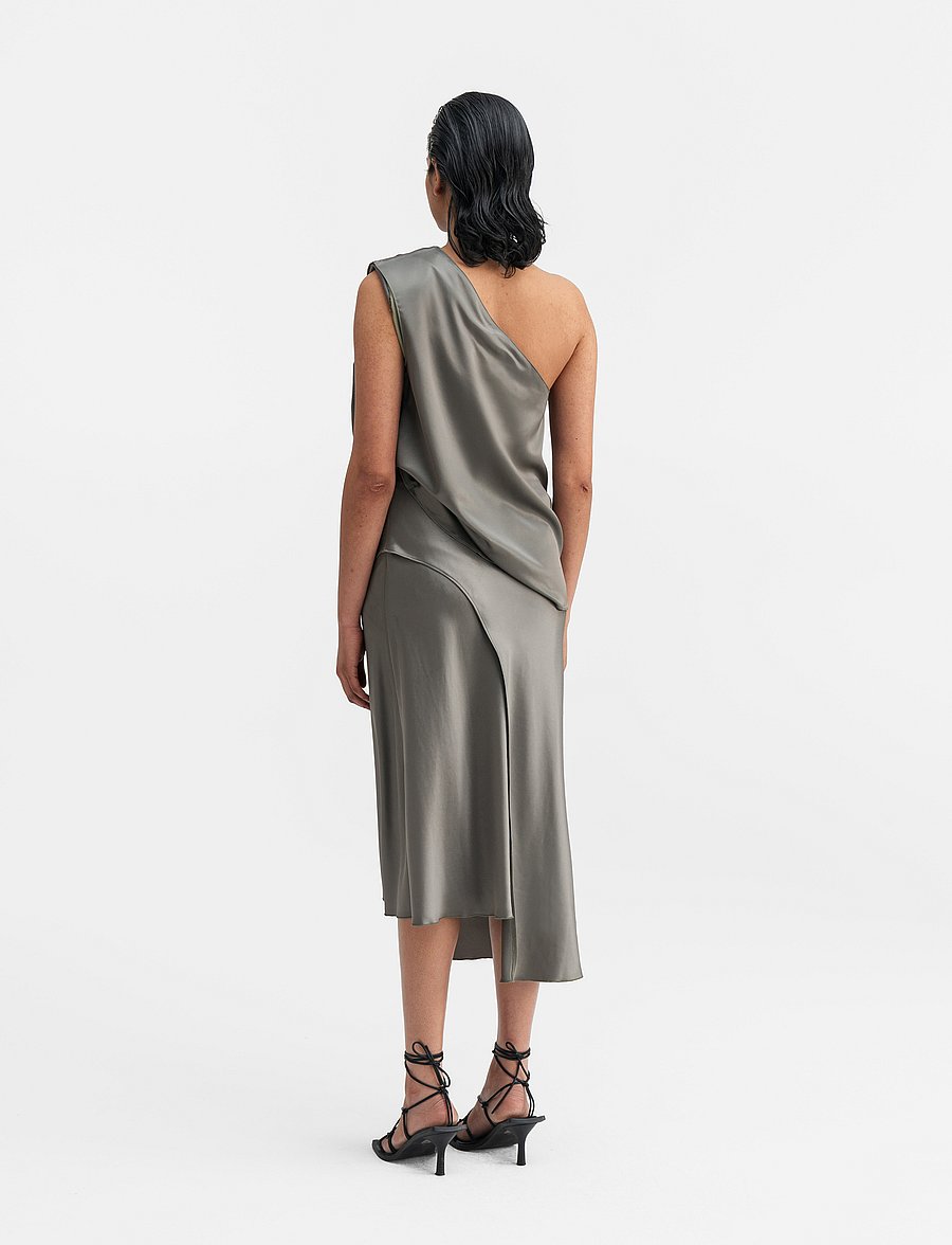 Ahlvar Gallery - Saya satin skirt - satinröcke - light military - 4