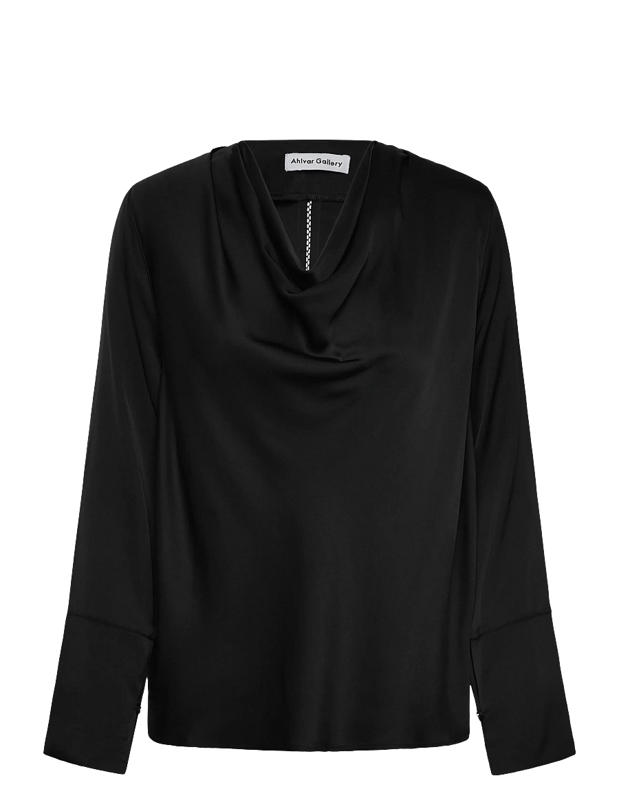 Ahlvar Gallery - Zia silk blouse - langärmelige blusen - black - 1
