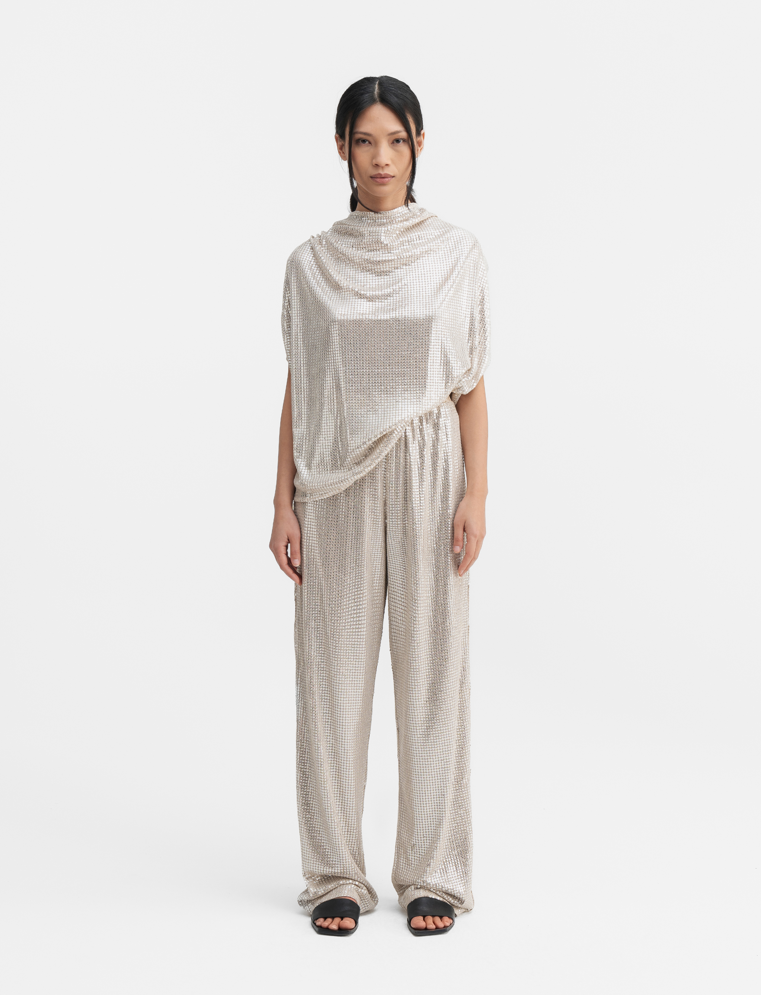 Ahlvar Gallery - Ayla sequin trousers - straight leg hosen - cream - 3