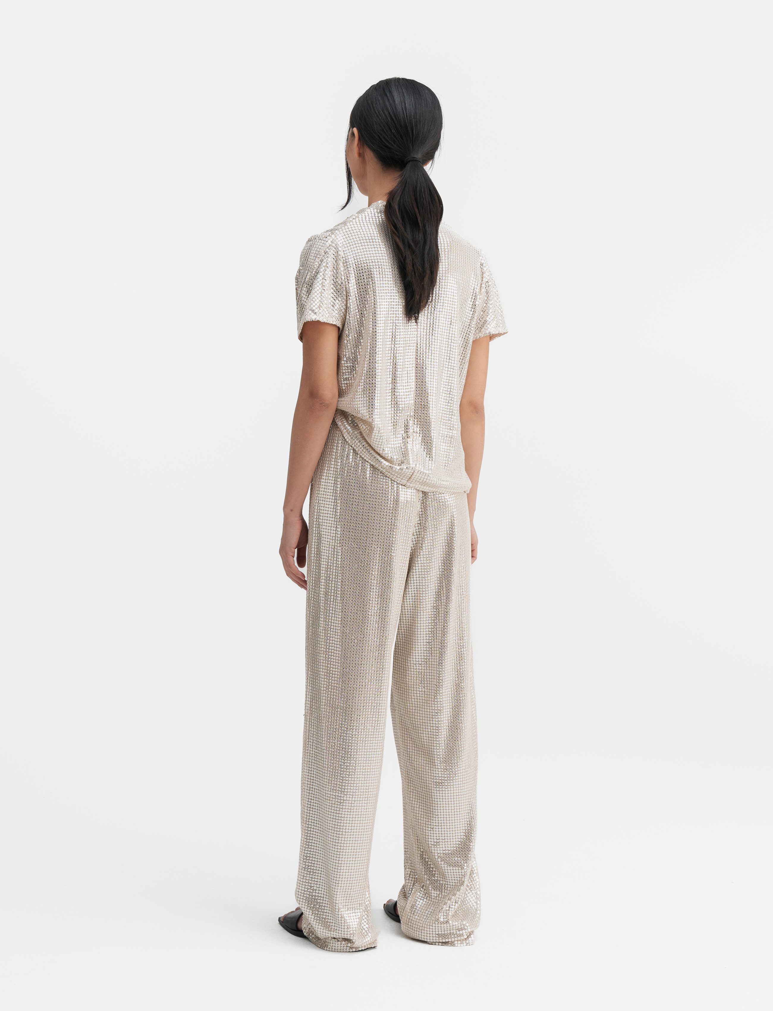 Ahlvar Gallery - Ayla sequin trousers - straight leg hosen - cream - 4