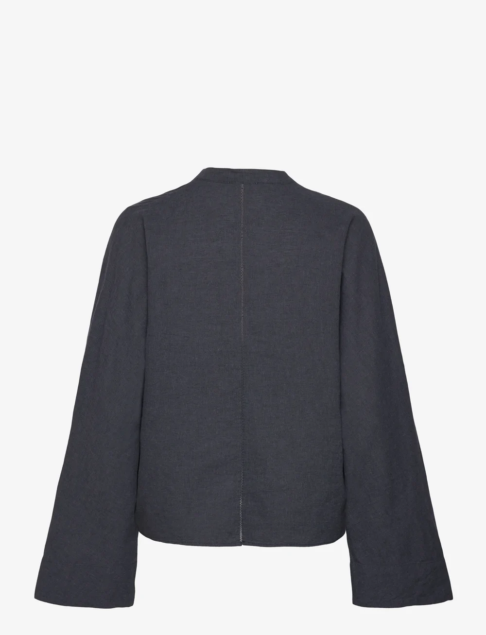 Ahlvar Gallery - Nina v-neck linen blouse - langærmede bluser - blue grey - 2