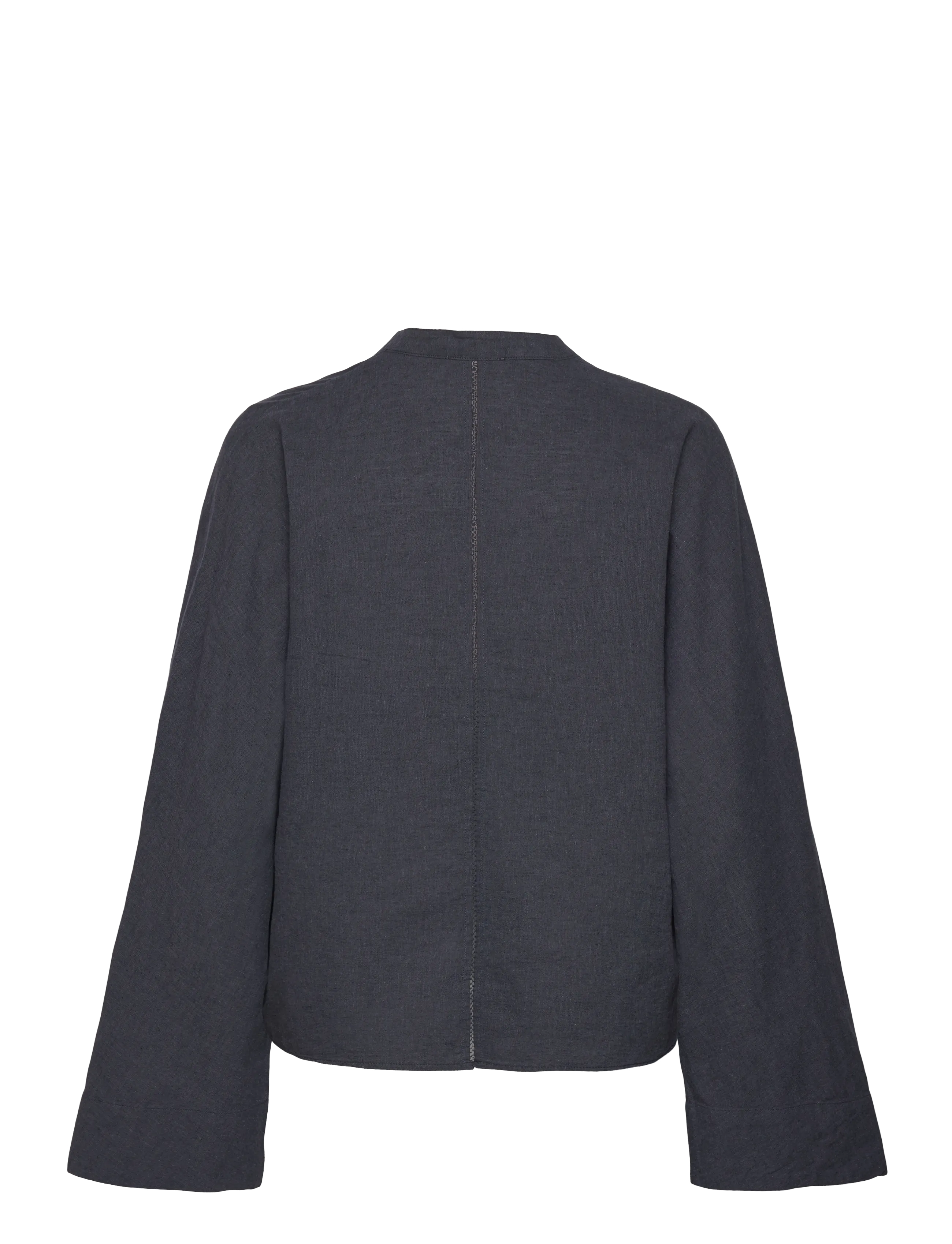 Ahlvar Gallery - Nina v-neck linen blouse - blue grey - 2