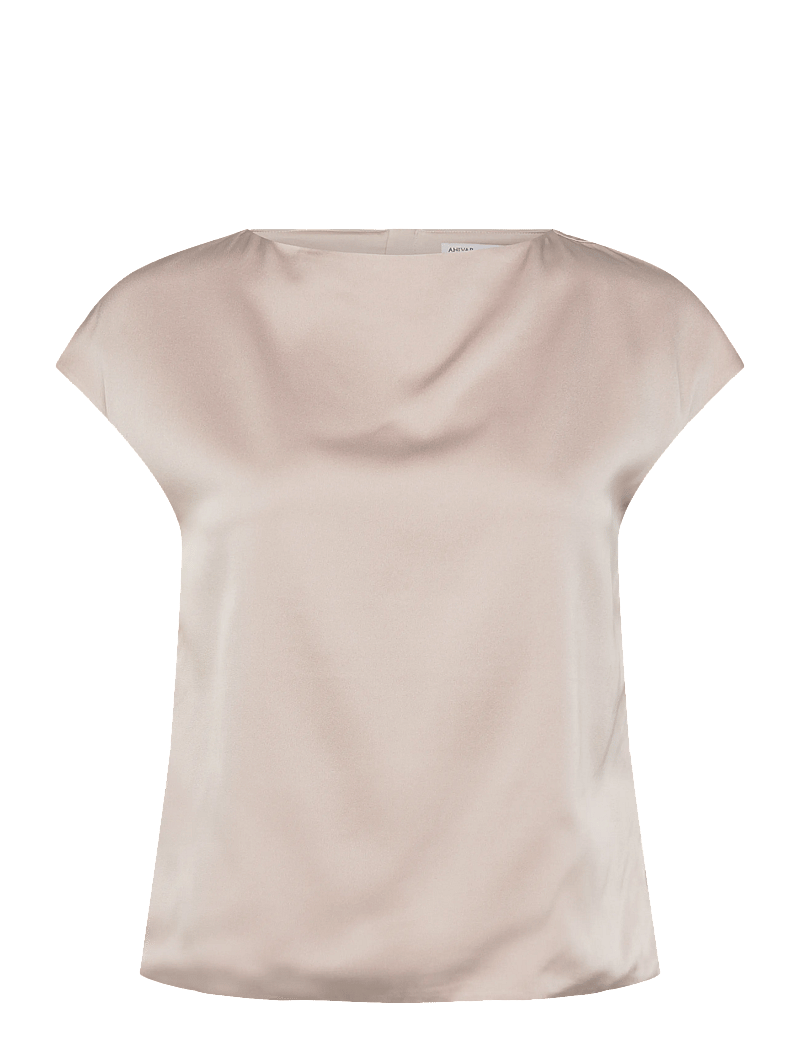 Ahlvar Gallery - Yui silk top - kurzämlige blusen - greige - 1
