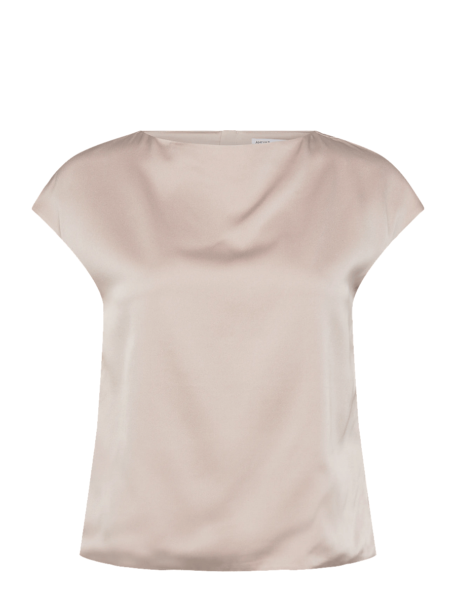Ahlvar Gallery - Yui silk top - kurzärmelige blusen - greige - 1