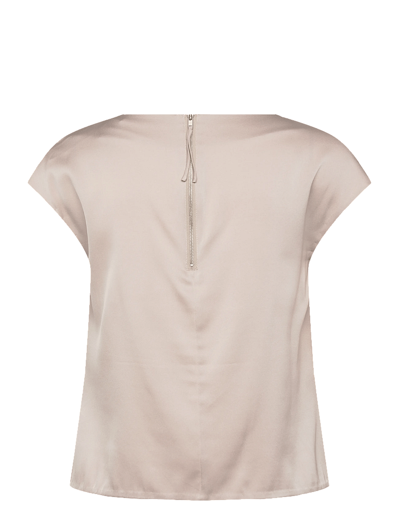 Ahlvar Gallery - Yui silk top - kurzämlige blusen - greige - 2