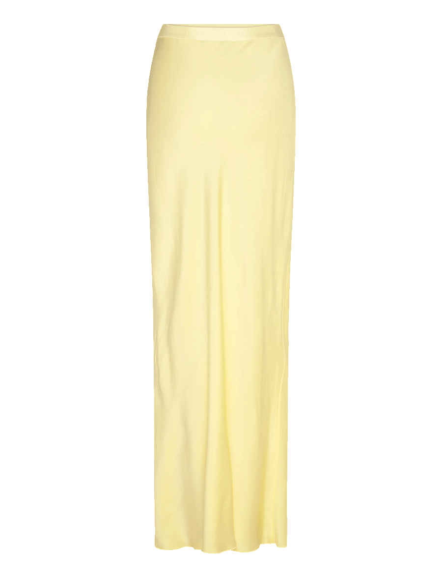 Ahlvar Gallery - Hana long logo satin skirt - maksihame - light yellow - 1