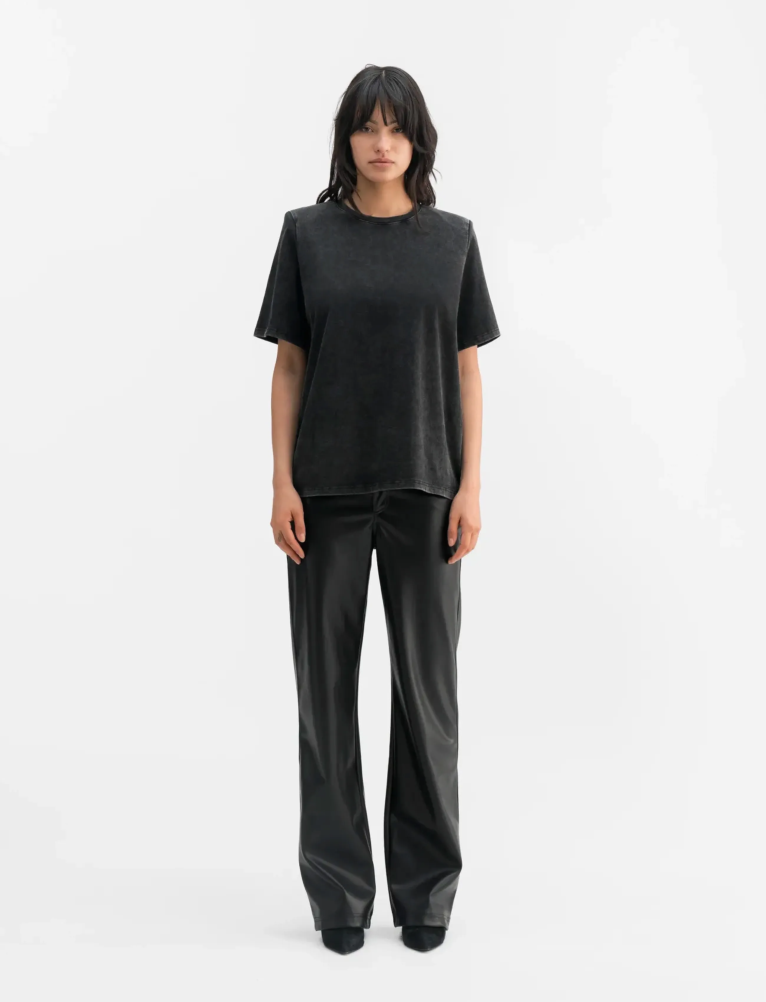 Ahlvar Gallery Aina Pu Leather Trousers, S, Black, Bukser > Lige Ben, Dame