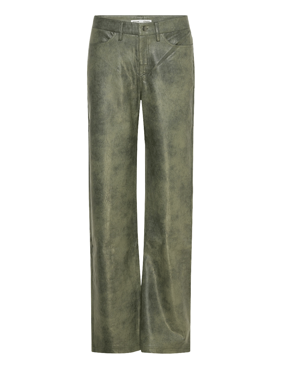 Ahlvar Gallery - Aina PU leather trousers - hose mit geradem bein - dark grey - 1