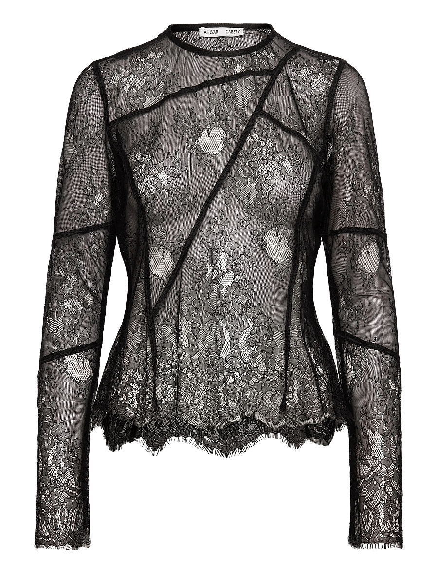 Ahlvar Gallery - Eden lace blouse - blūzes ar garām piedurknēm - black - 1