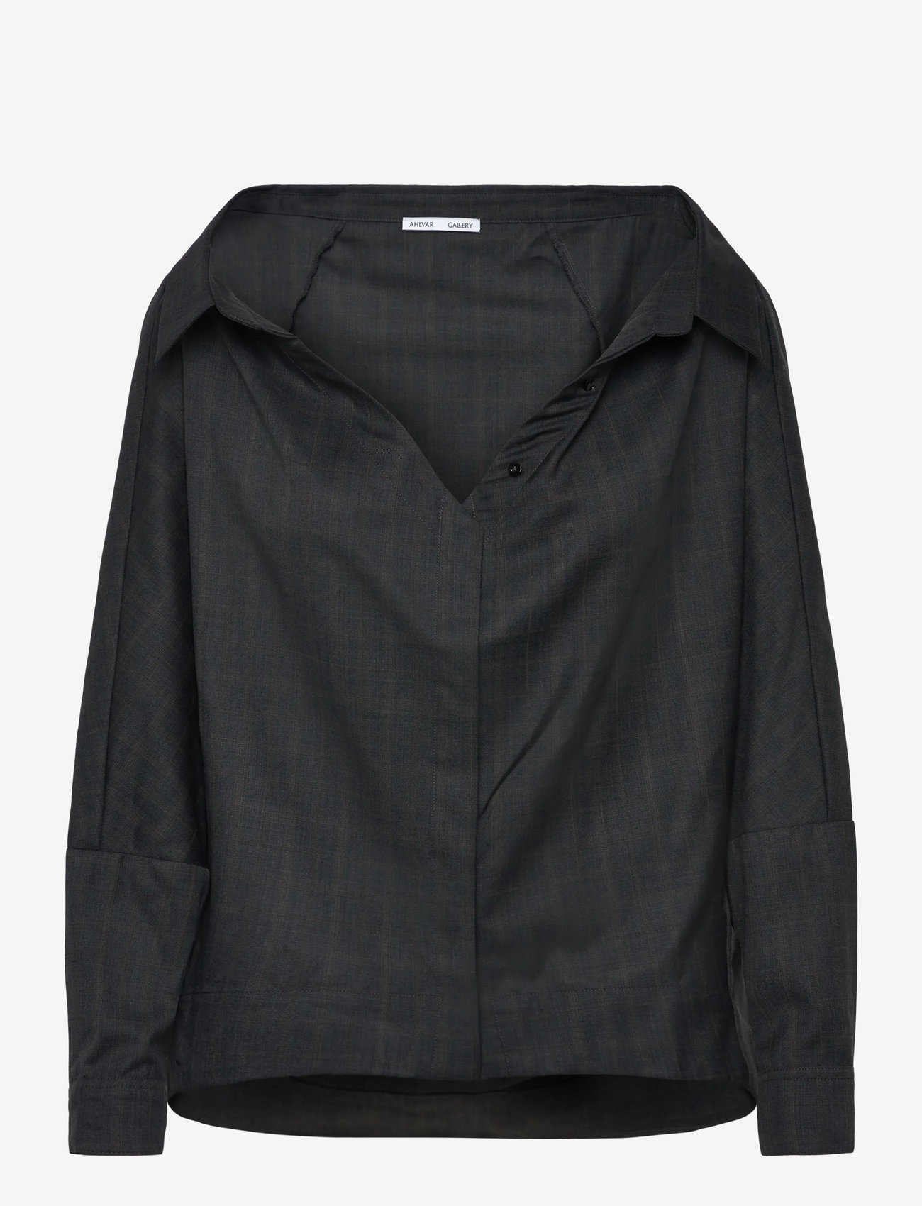 Ahlvar Gallery - Gigi no shoulder check shirt - jeansskjortor - dark grey - 1