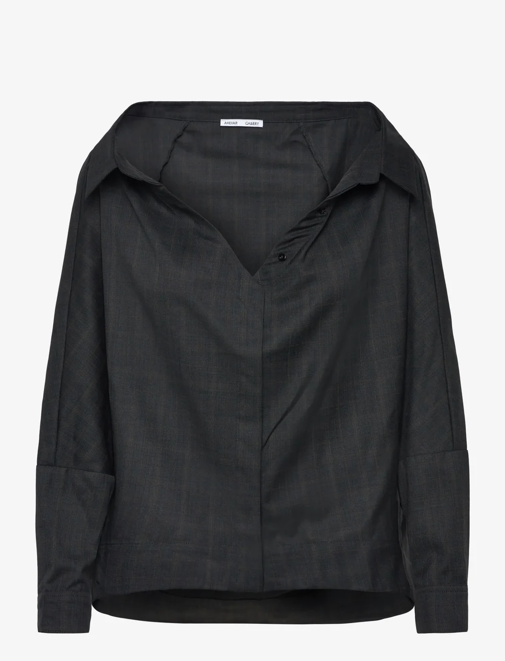 Ahlvar Gallery - Gigi no shoulder check shirt - langærmede skjorter - dark grey - 1