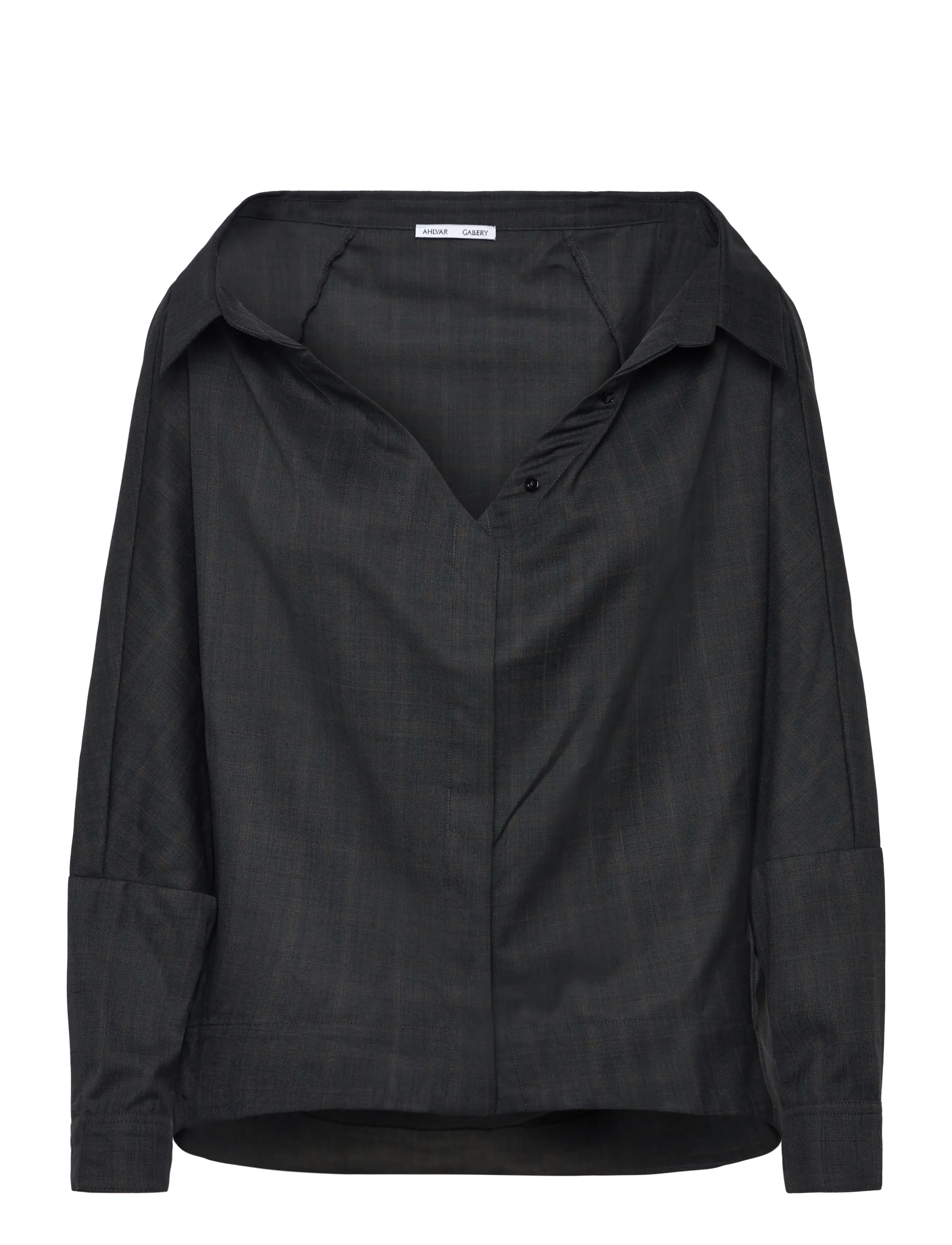 Ahlvar Gallery Gigi no shoulder check shirt - Transitional Layering - DARK GREY / grey