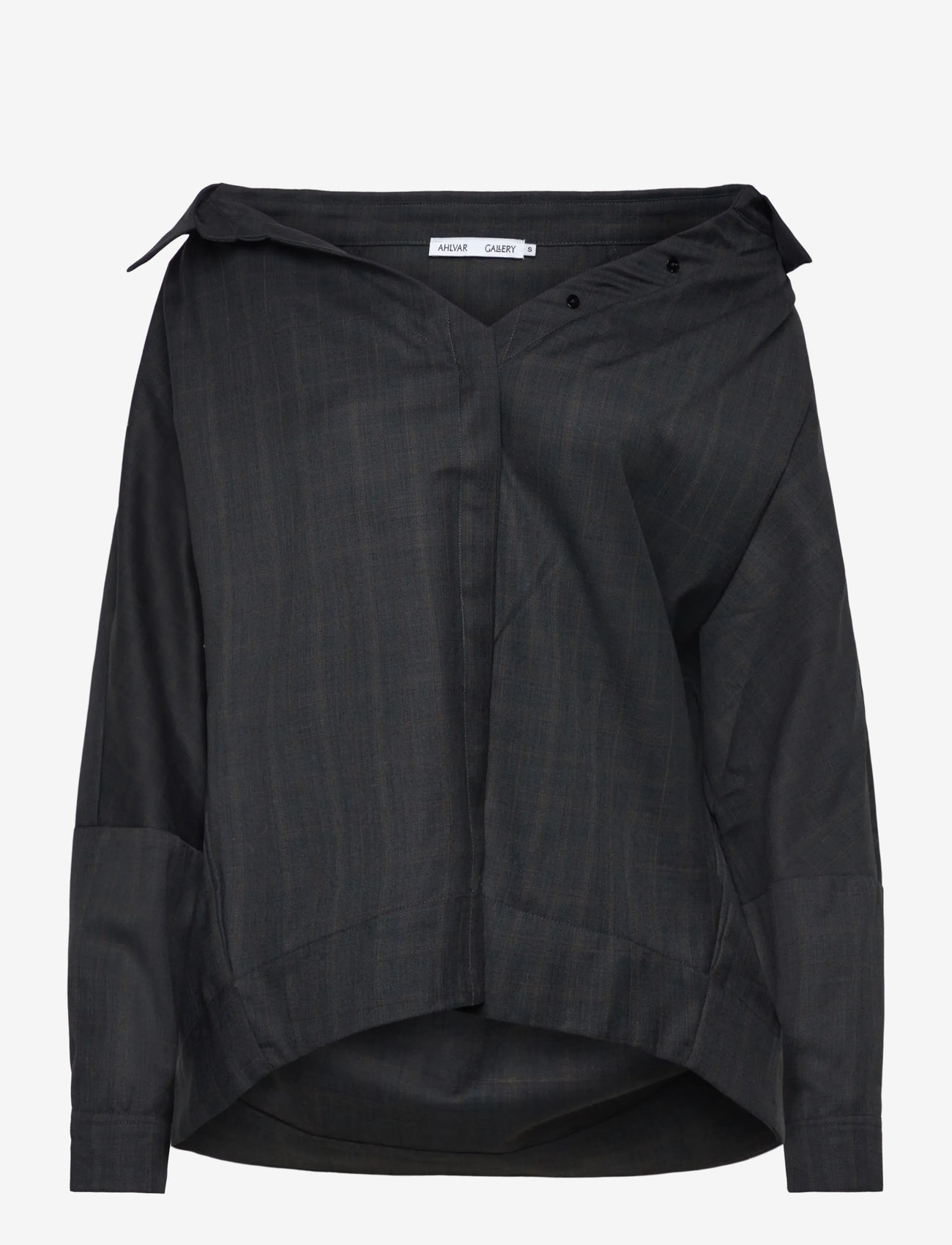 Ahlvar Gallery - Gigi no shoulder check shirt - jeansskjortor - dark grey - 3