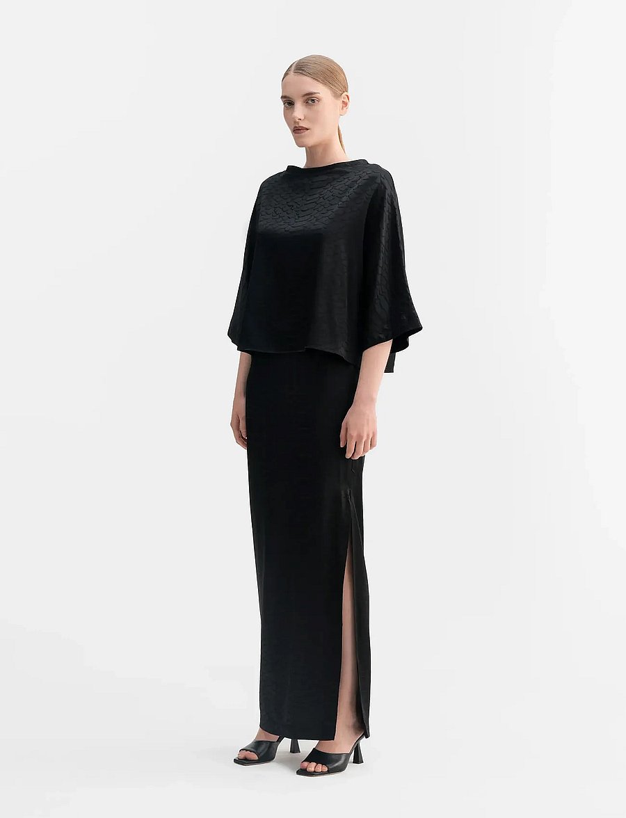 Ahlvar Gallery - Hana long snake pencil skirt - maxi nederdele - black - 0