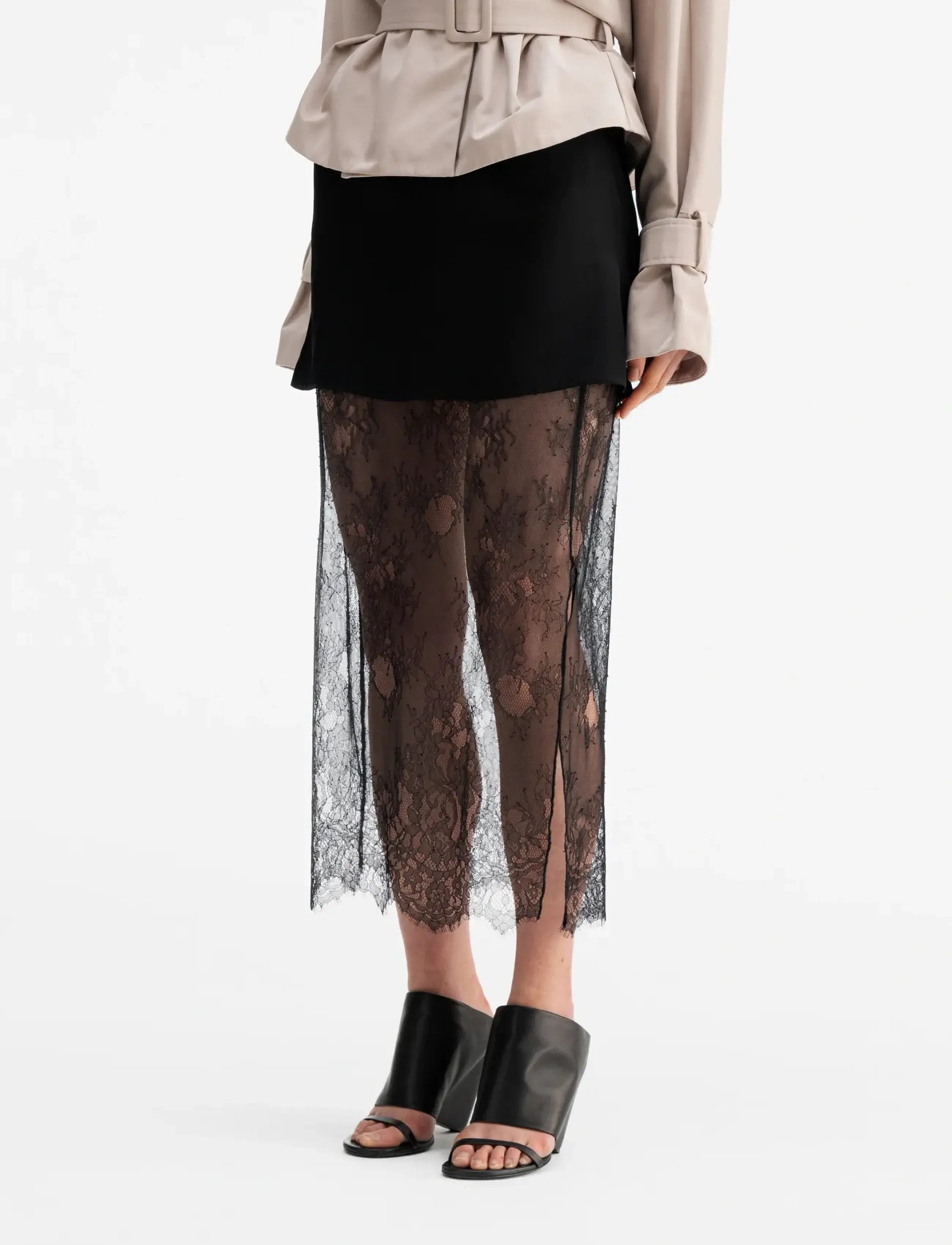 Ahlvar Gallery Hana Lace Pencil Skirt, L, Black, Designere > Pencil Nederdele, Dame