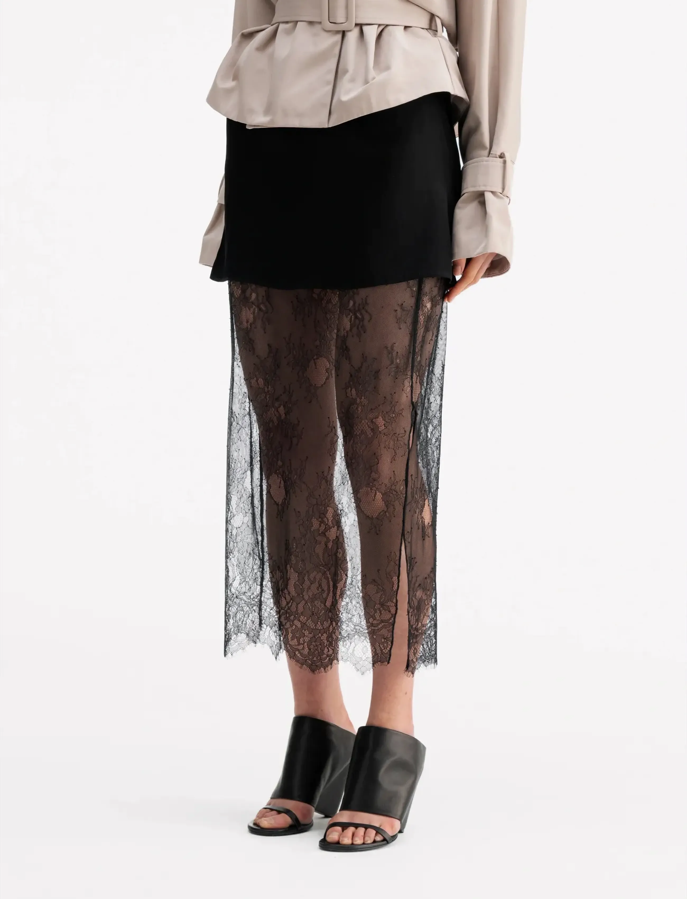 Ahlvar Gallery Hana lace pencil skirt - Skirts - BLACK / black