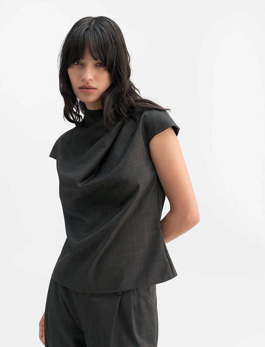 Ahlvar Gallery - Lima check top - t-shirts & tops - dark grey - 3