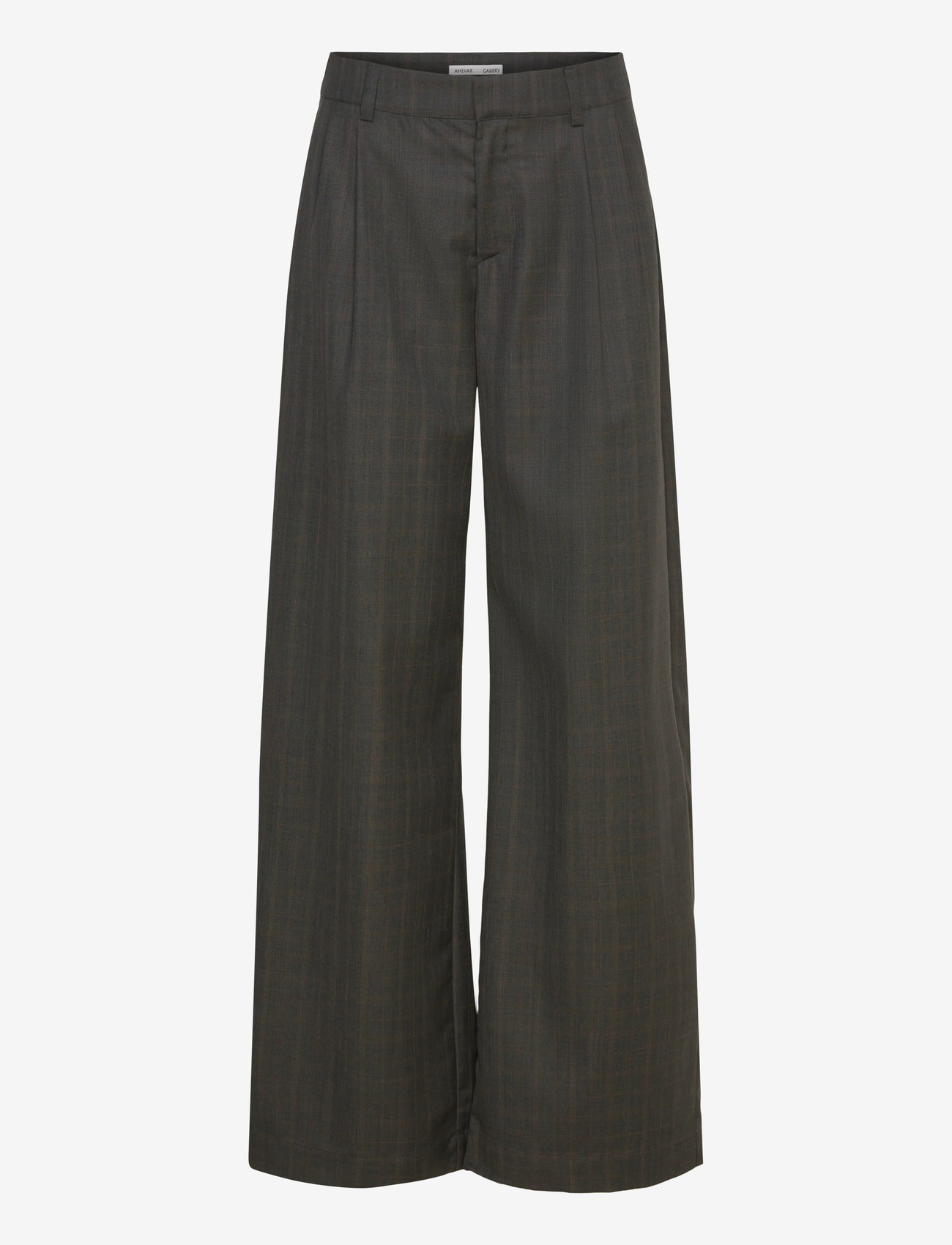 Ahlvar Gallery - Mel check trousers - bukser med brede ben - dark grey - 1