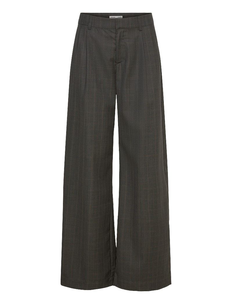 Ahlvar Gallery - Mel check trousers - bukser med brede ben - dark grey - 1