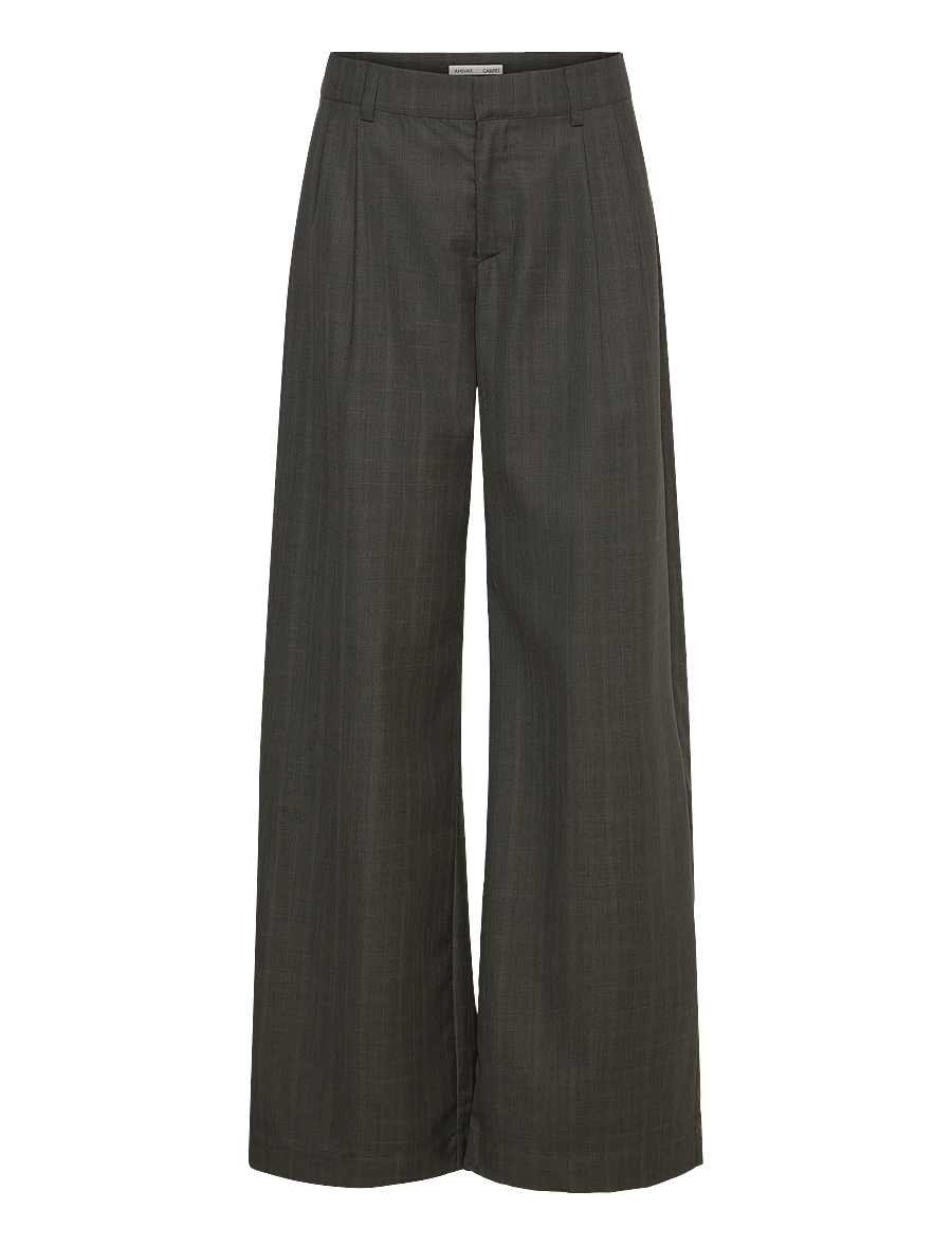 Ahlvar Gallery - Mel check trousers - buxur með víðum skálmum - dark grey - 1