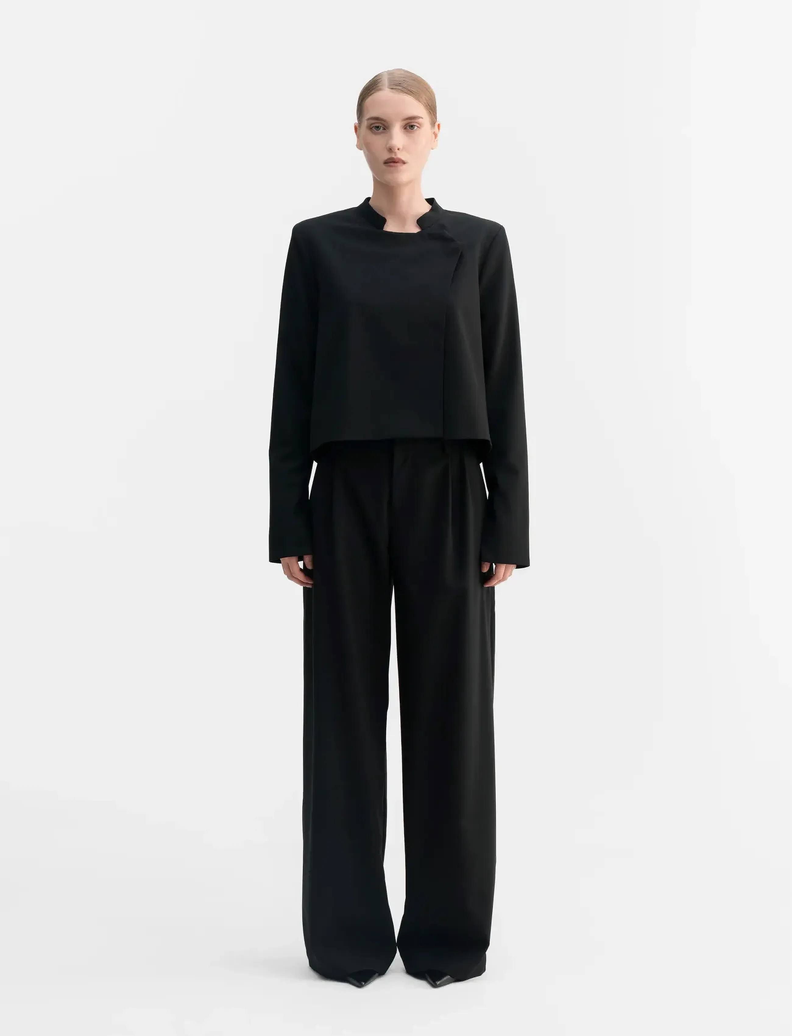 Ahlvar Gallery Mel Wool Trousers, L, Schwarz - Wide Leg, Frauen