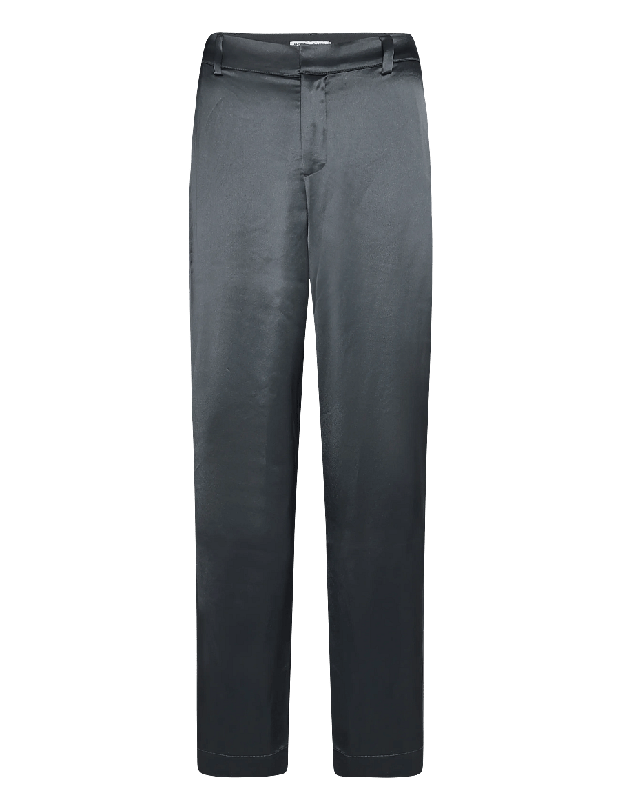 Ahlvar Gallery - Mila satin trousers - bukser med brede ben - dark grey - 1