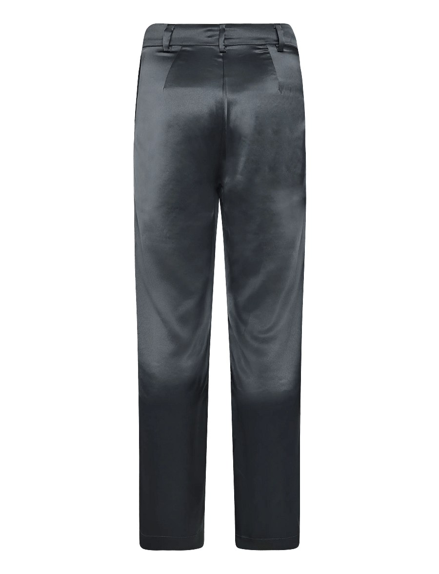 Ahlvar Gallery - Mila satin trousers - bukser med brede ben - dark grey - 2