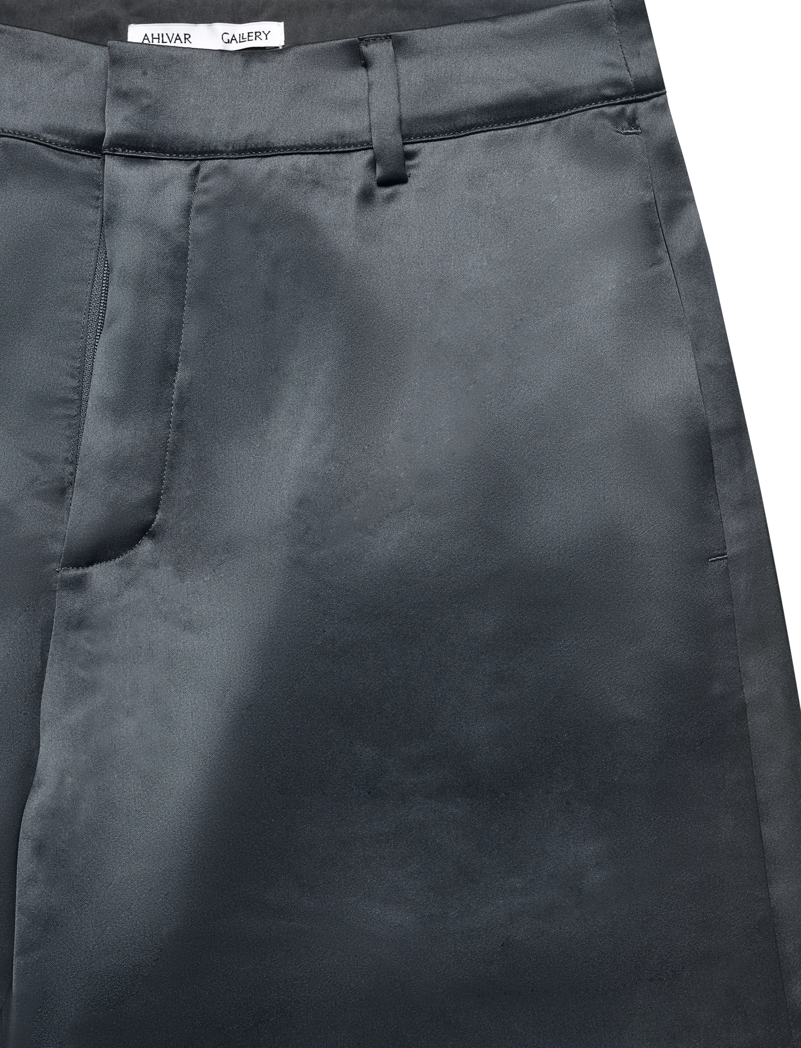 Ahlvar Gallery - Mila satin trousers - laia säärega püksid - dark grey - 4