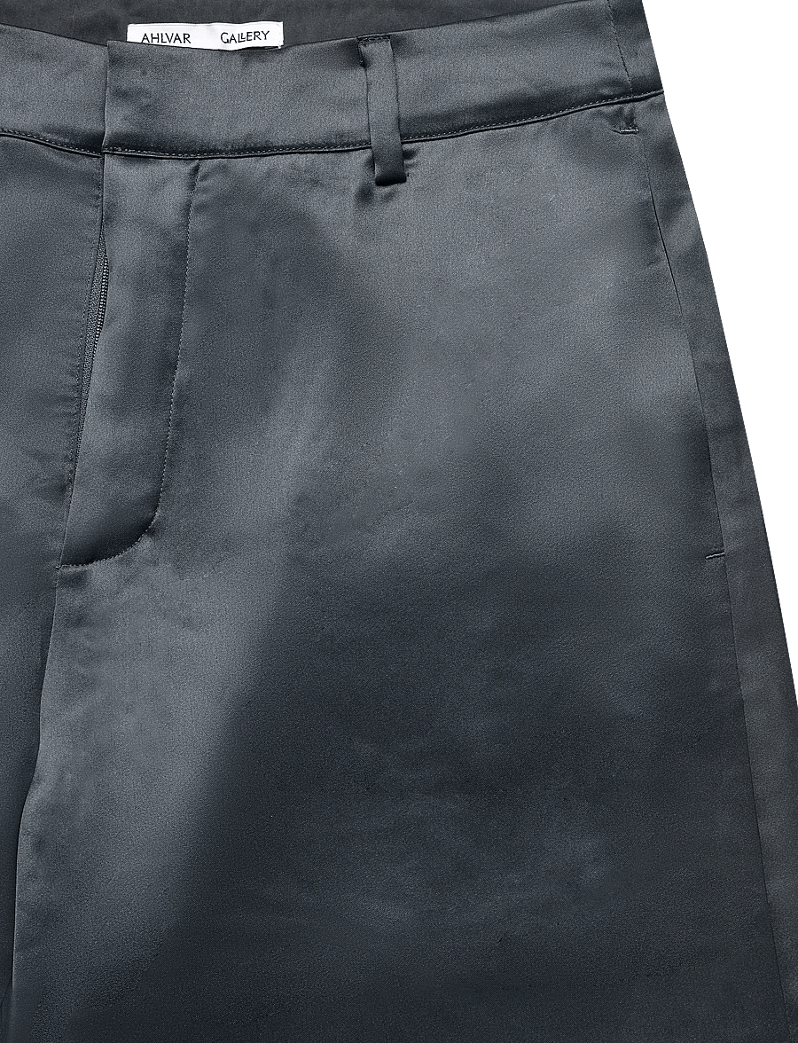 Ahlvar Gallery - Mila satin trousers - bukser med brede ben - dark grey - 4