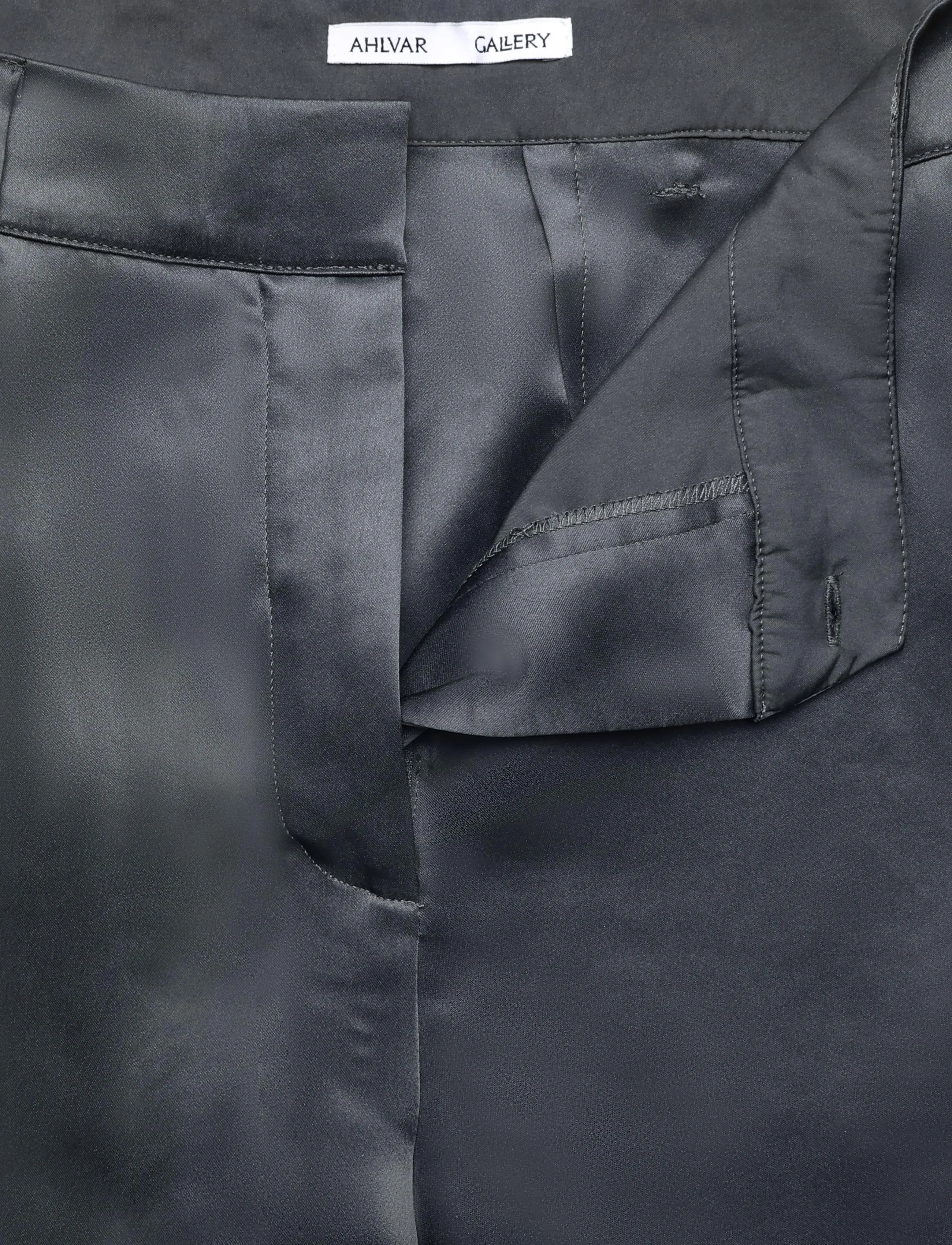 Ahlvar Gallery - Mila satin trousers - laia säärega püksid - dark grey - 5