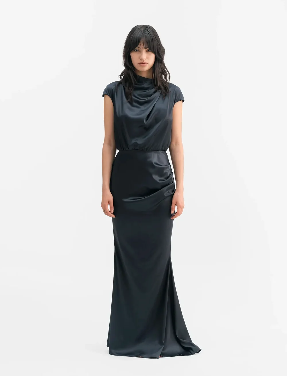 Ahlvar Gallery - Myra satin dress - aftonklänningar - blue grey - 0