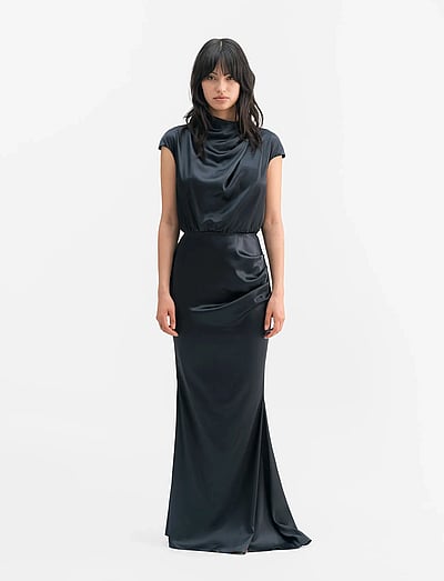 Ahlvar Gallery Myra satin dress - Sukienki na imprezę - BLUE GREY / navy