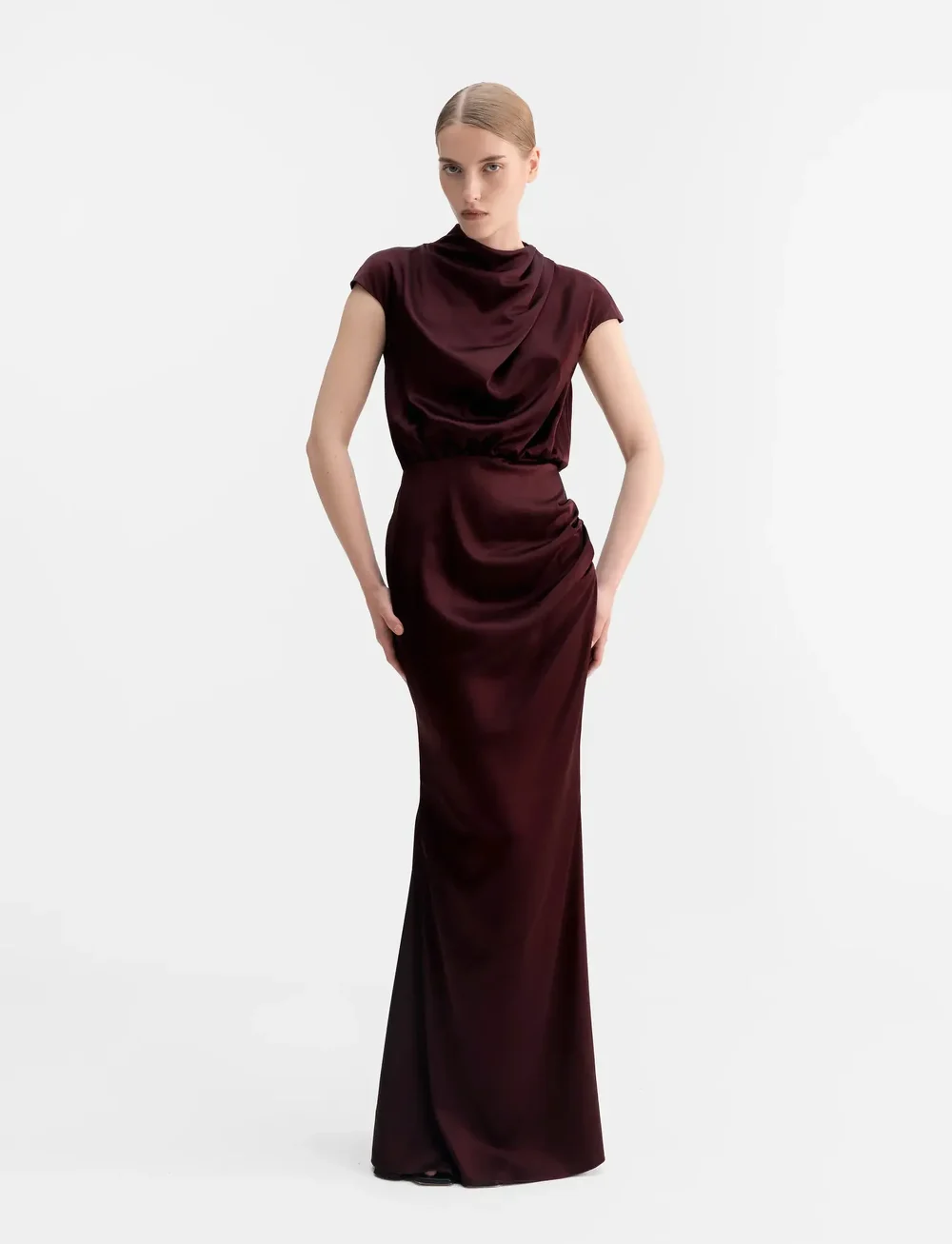 Ahlvar Gallery - Myra satin dress - Õhtukleidid - burgundy - 0