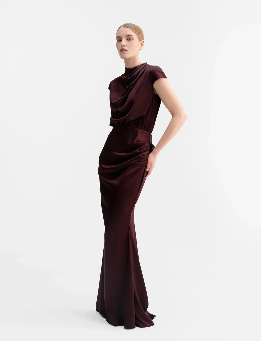 Ahlvar Gallery - Myra satin dress - Õhtukleidid - burgundy - 3