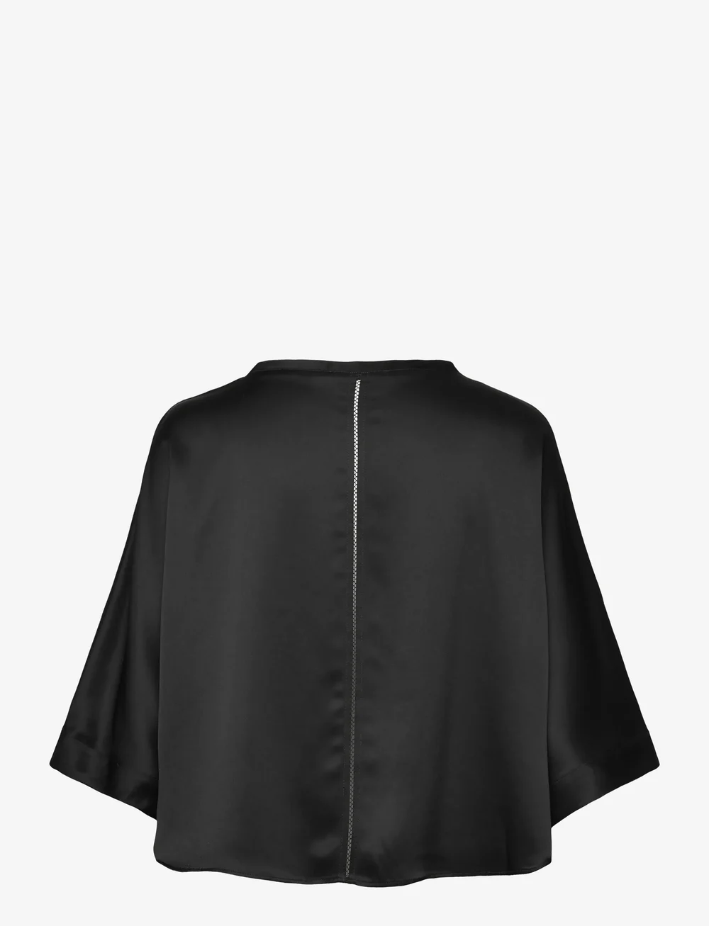 Ahlvar Gallery - Thea satin tee - långärmade blusar - black - 2