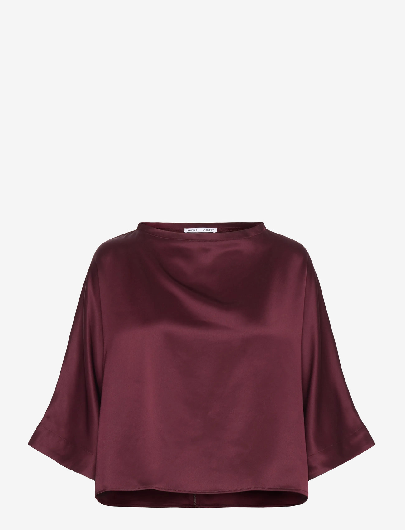 Ahlvar Gallery - Thea satin tee - langærmede bluser - burgundy - 0