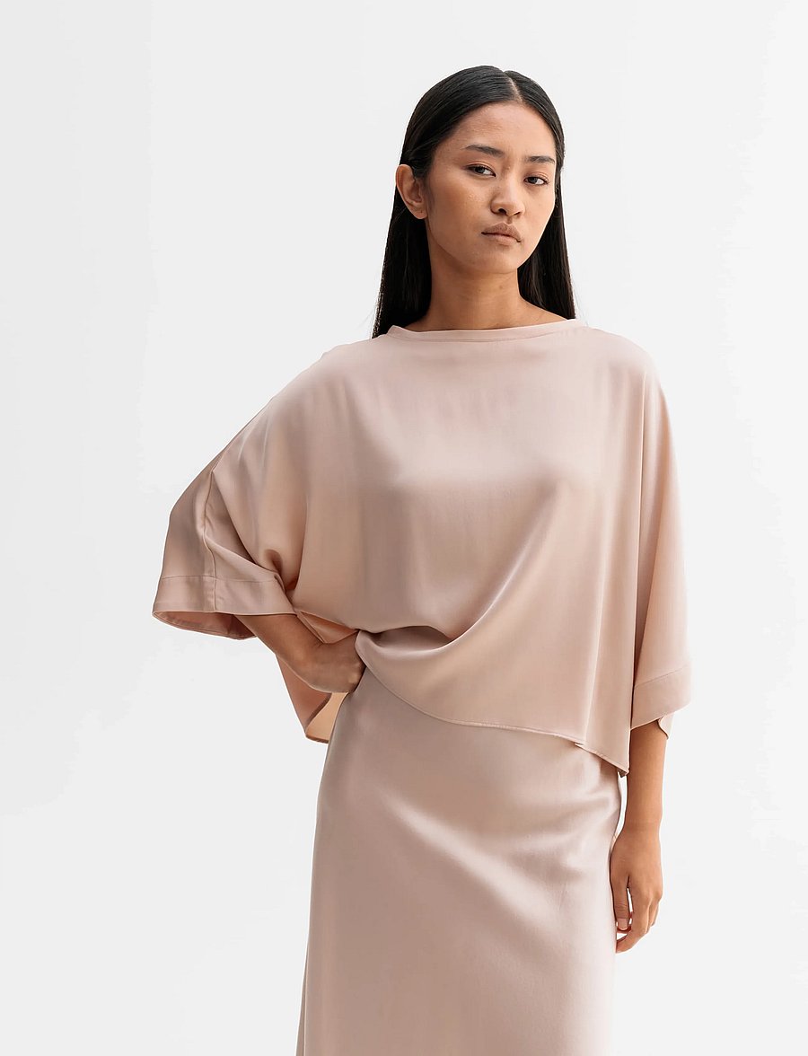 Ahlvar Gallery - Thea silk tee - kortærmede bluser - dusty pink - 0