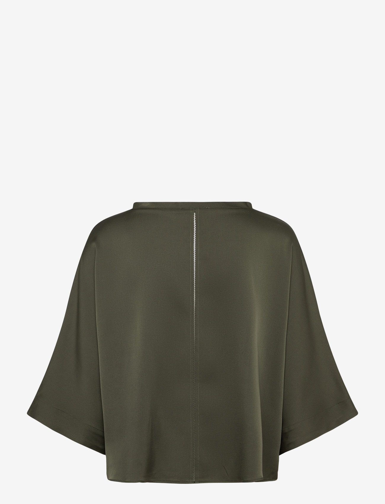 Ahlvar Gallery - Thea silk tee - kortärmade blusar - olive green - 2