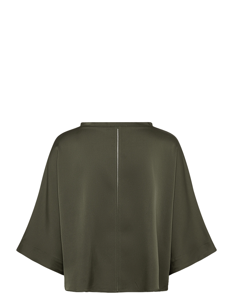 Ahlvar Gallery - Thea silk tee - kortärmade blusar - olive green - 2