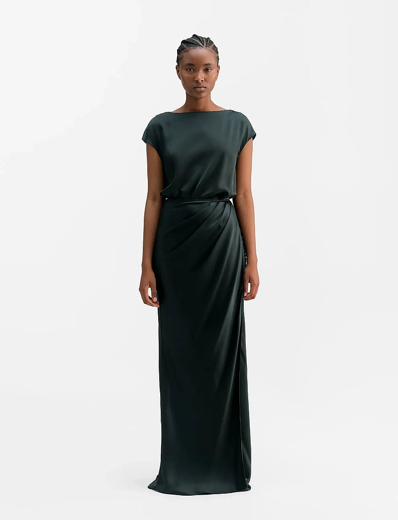 Ahlvar Gallery - Yui satin wrap dress - maxi dresses - deep forest - 0