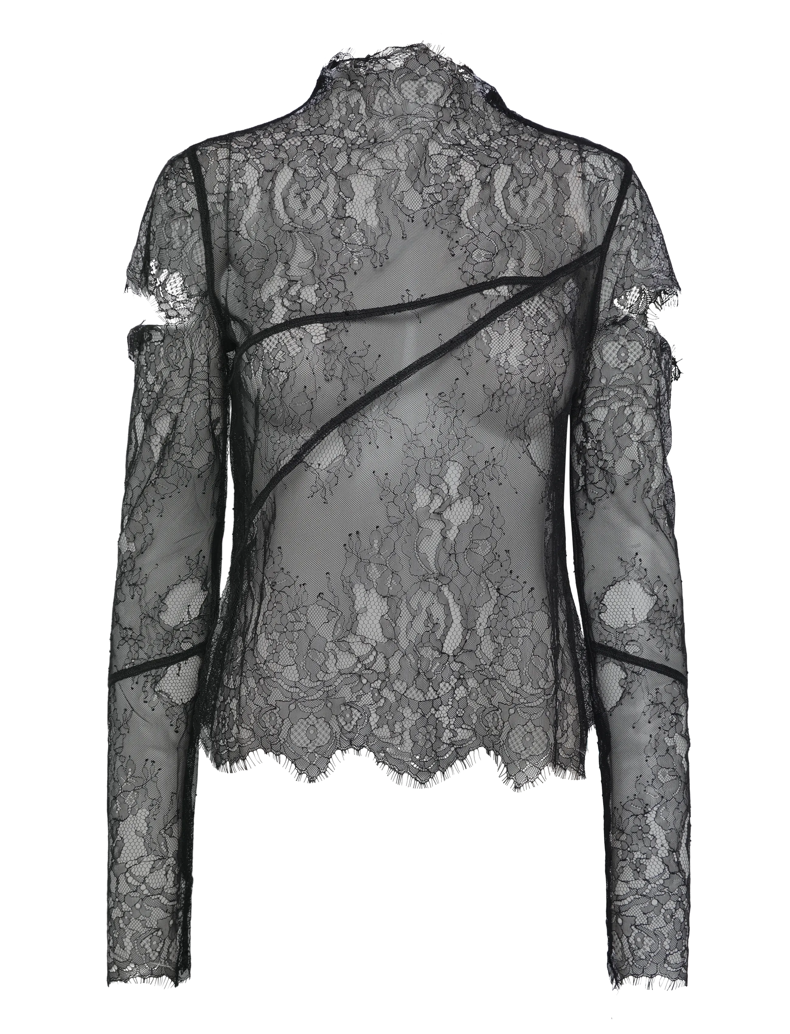Ahlvar Gallery - Edina lace blouse - langærmede bluser - black - 1
