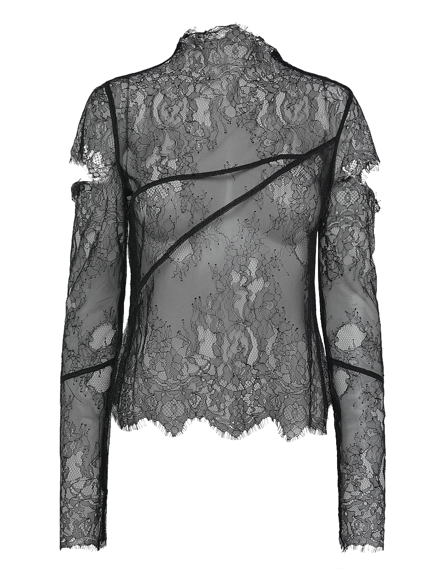 Ahlvar Gallery - Edina lace blouse - langærmede bluser - black - 1