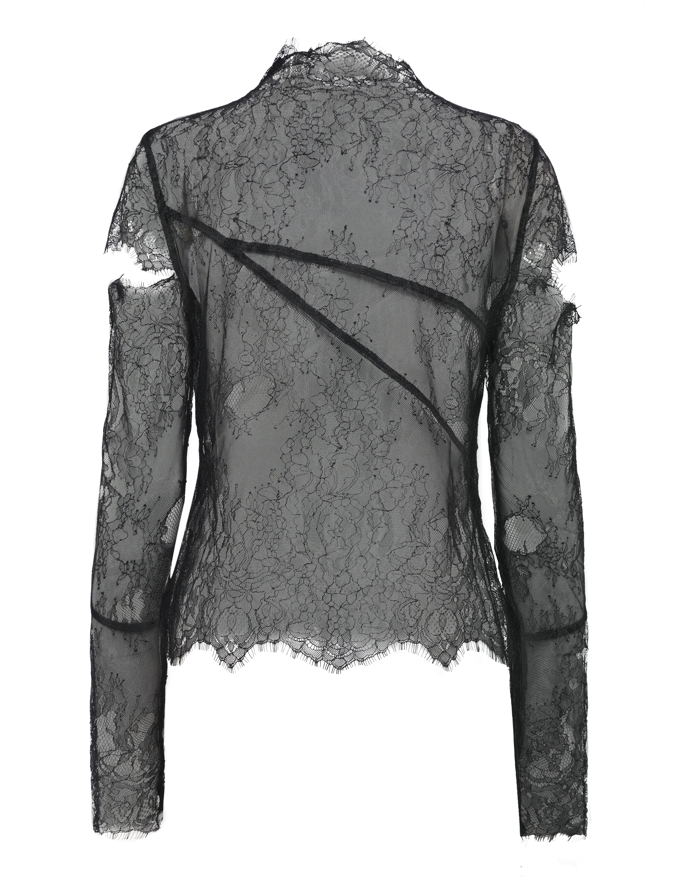 Ahlvar Gallery - Edina lace blouse - langærmede bluser - black - 2
