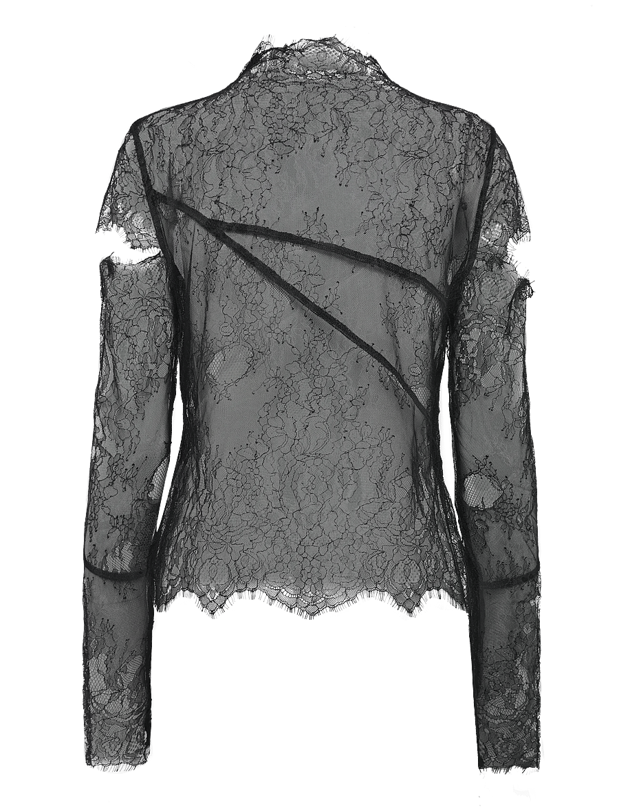 Ahlvar Gallery - Edina lace blouse - langærmede bluser - black - 2