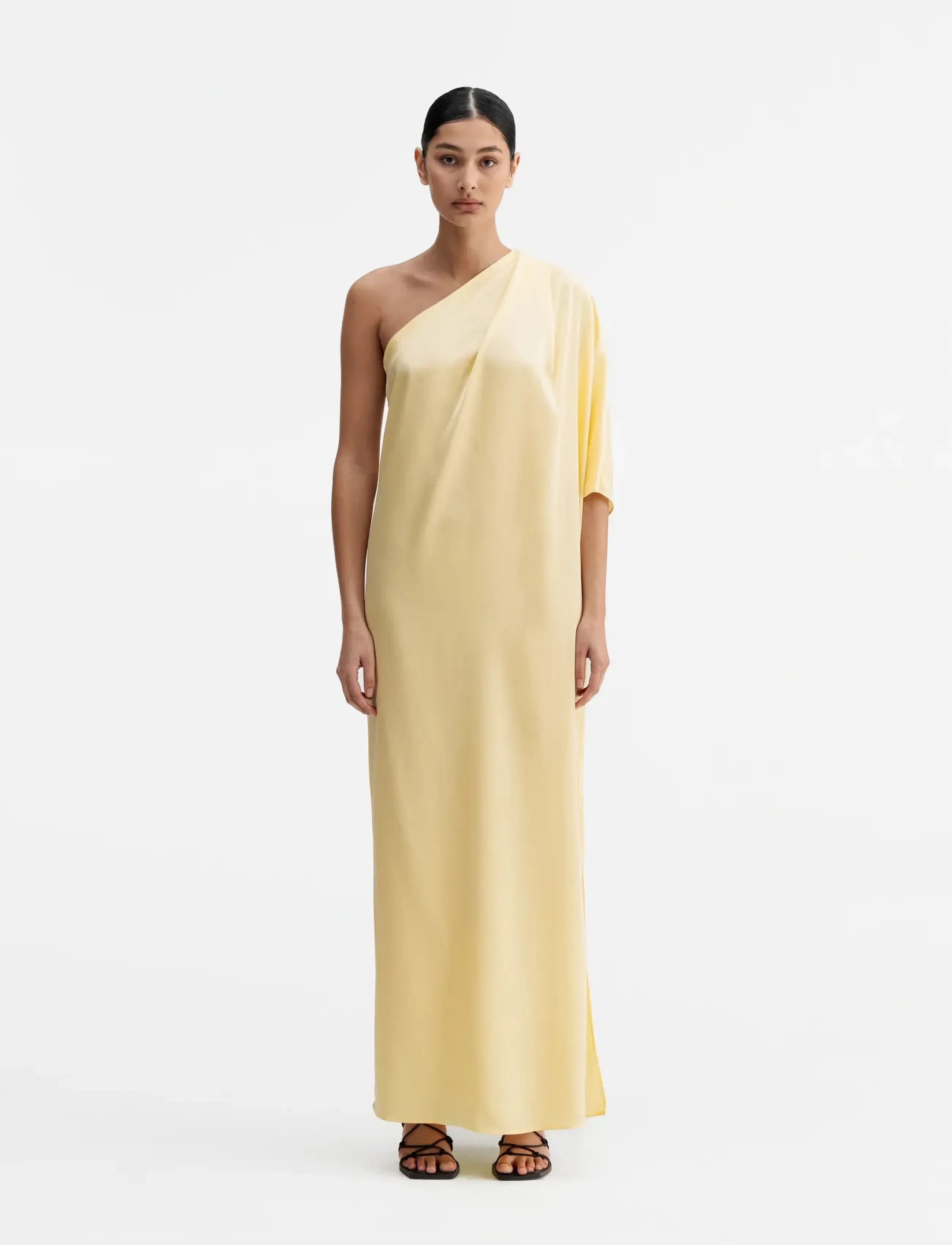 Ahlvar Gallery Ella Satin Dress, XS, Yellow, Designere > Maxi Dress, Dame