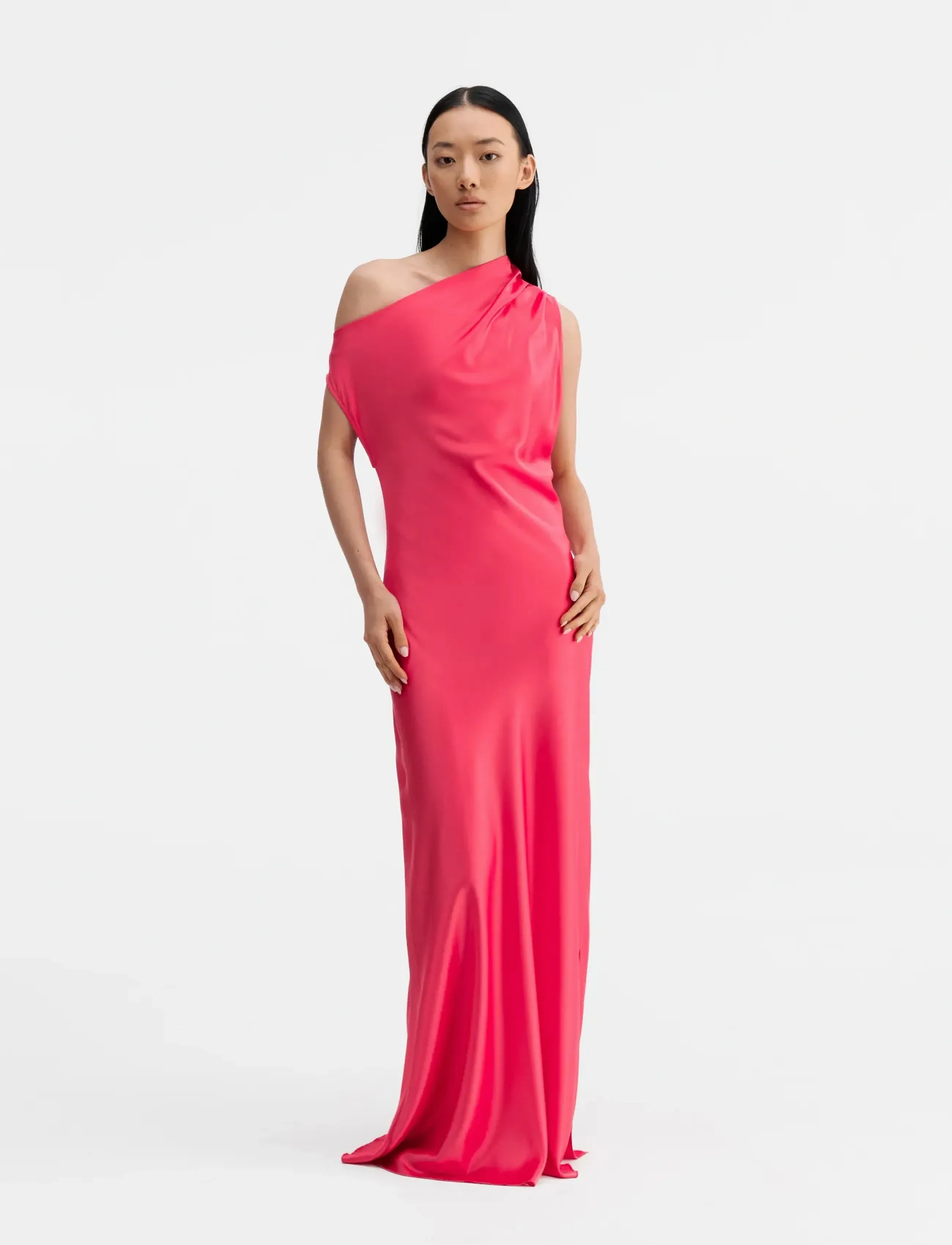 Ahlvar Gallery Lacy satin dress - Clothing - BUBBLEGUM / pink/rose