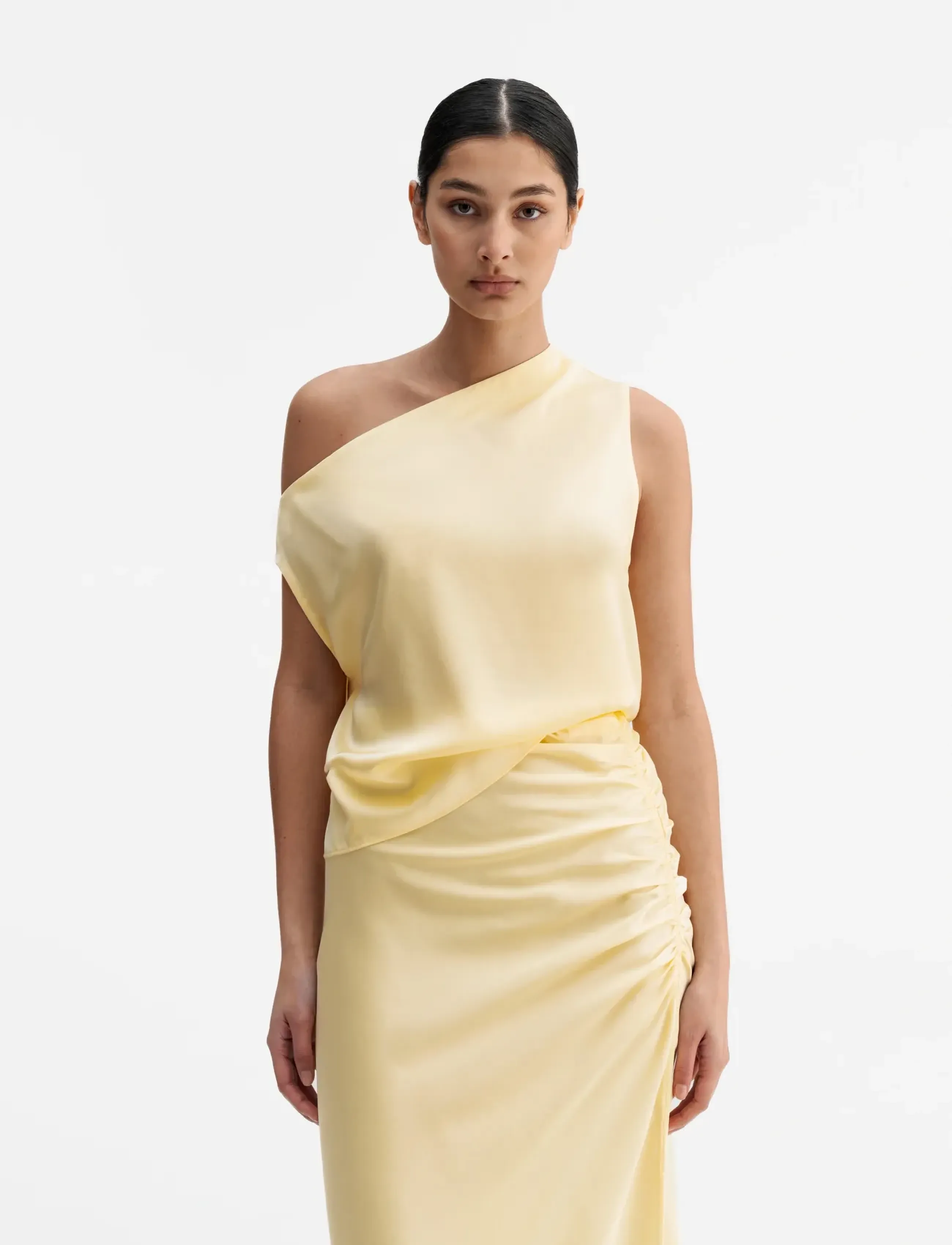 Ahlvar Gallery Lacy satin tank - Bluser - LIGHT YELLOW / yellow