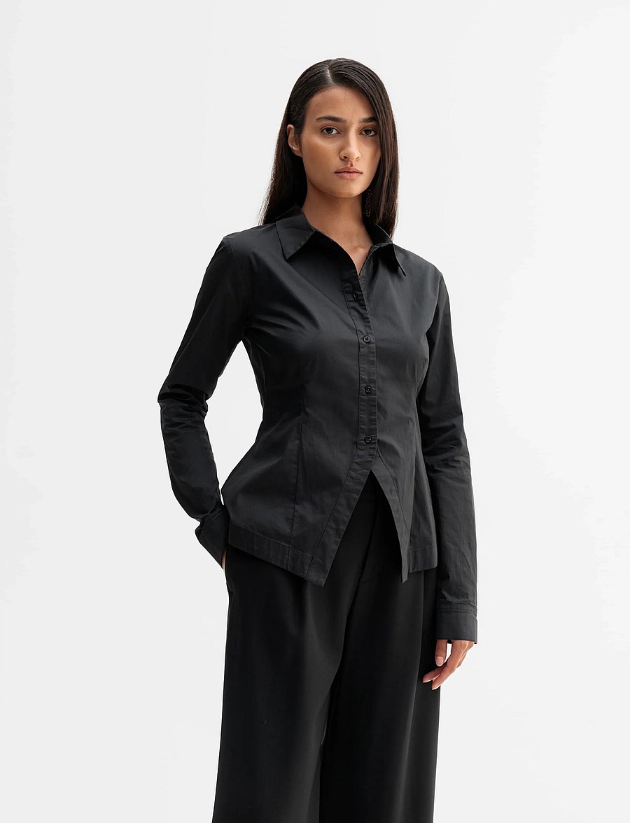 Ahlvar Gallery - Leia shirt - långärmade skjortor - black - 0